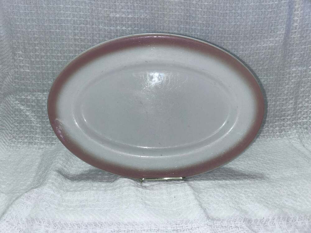 Vintage Hall China Pink Rim Oval Serving Platter